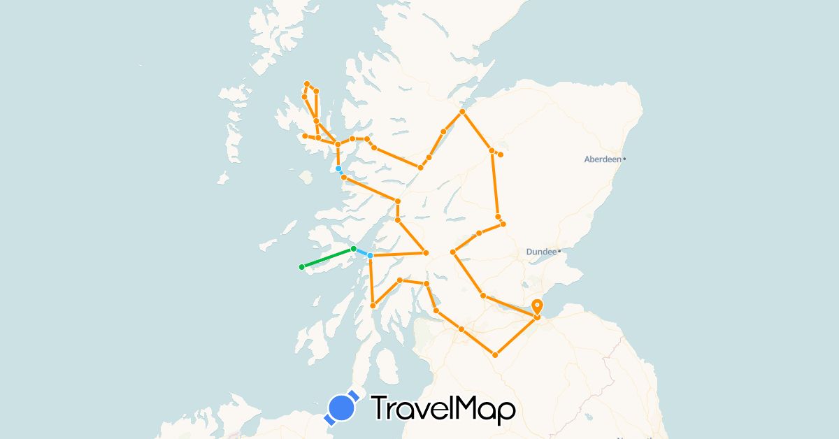 TravelMap itinerary: driving, bus, boat, hitchhiking in United Kingdom (Europe)